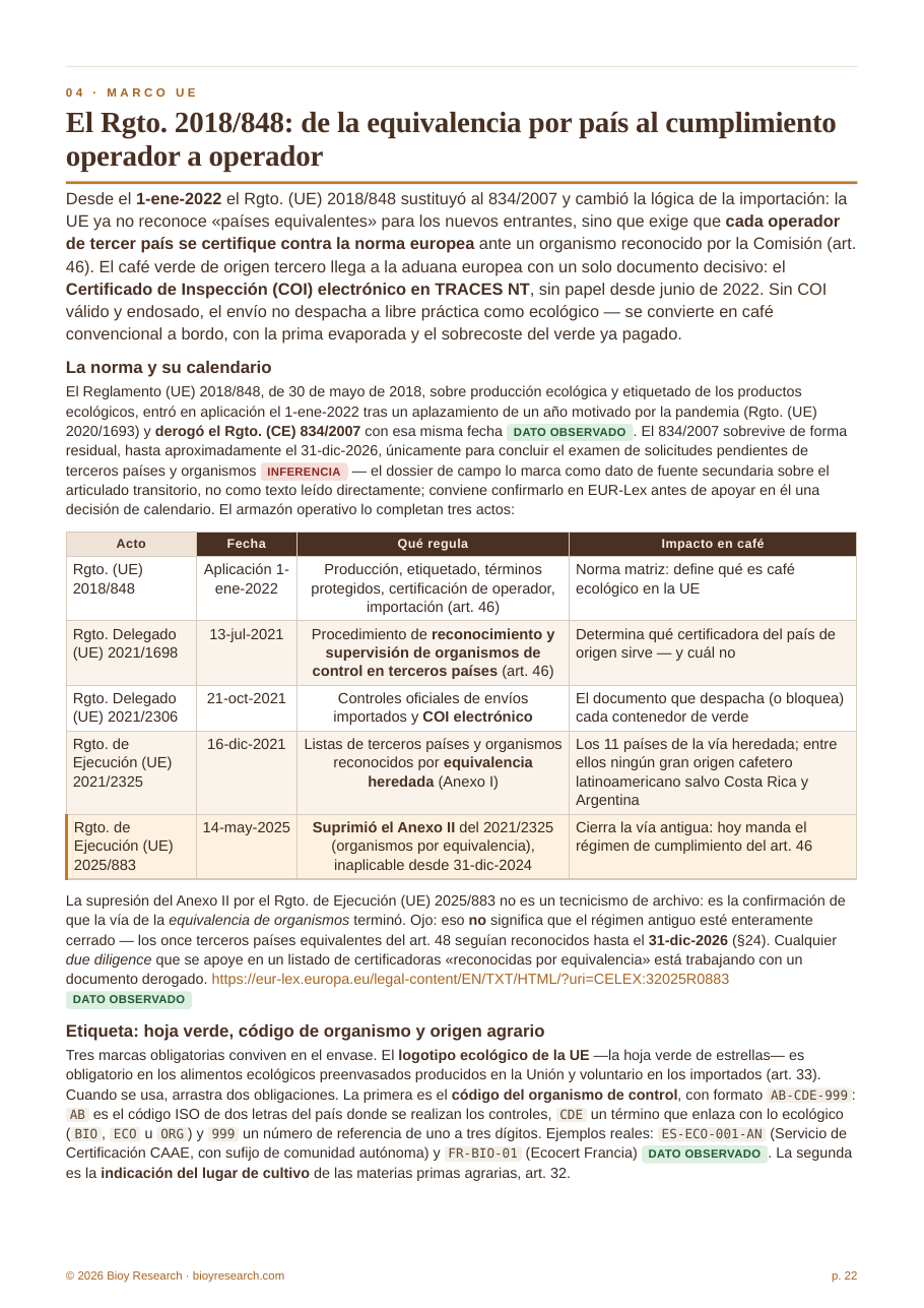 Organic Coffee in the EU · An Investment Decision Report