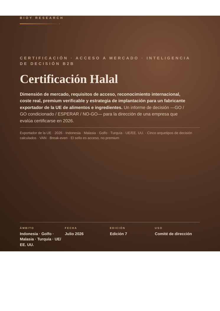 Halal Certification · A Decision Report for an EU Exporting Manufacturer