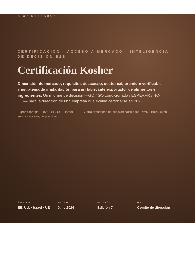 Kosher Certification · A Decision Report for an Exporting Manufacturer
