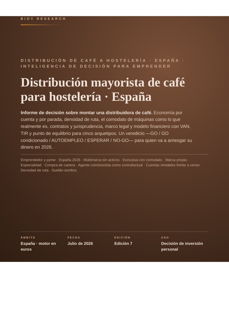 Coffee distribution to the hospitality trade in Spain · Decision report on setting up a distributor