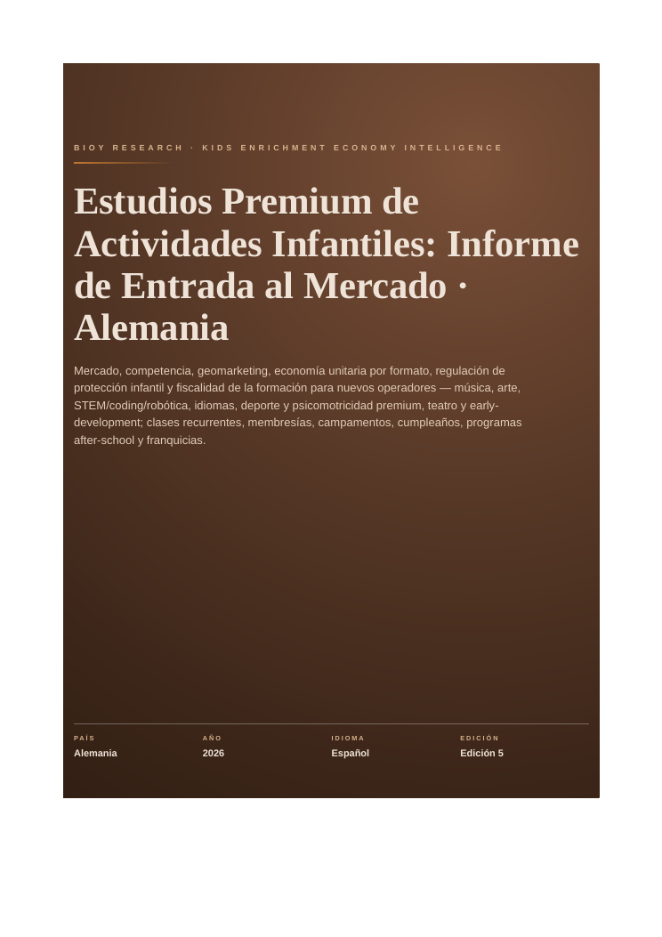 Premium Children's Enrichment Studios: Germany Market Entry Report