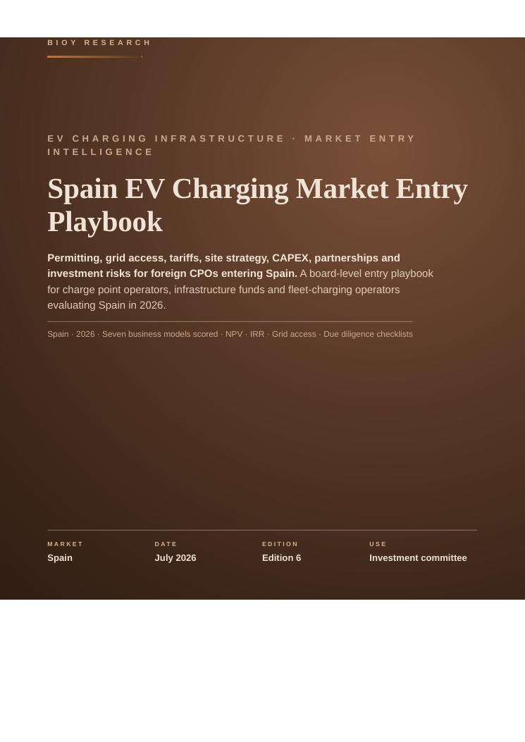 Spain EV Charging Market Entry Playbook 2026