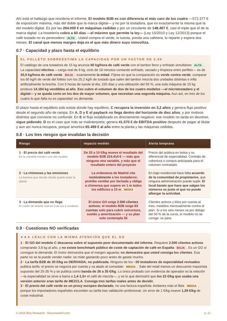 Artisan coffee roastery in Spain · Decision report on setting up a roasting plant